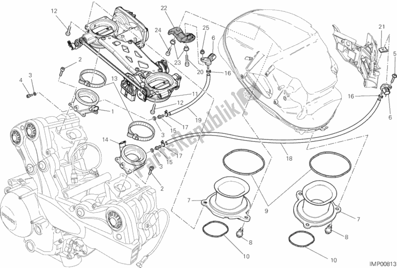 Alle onderdelen voor de 017 - Gasklephuis van de Ducati Multistrada 1200 ABS 2013